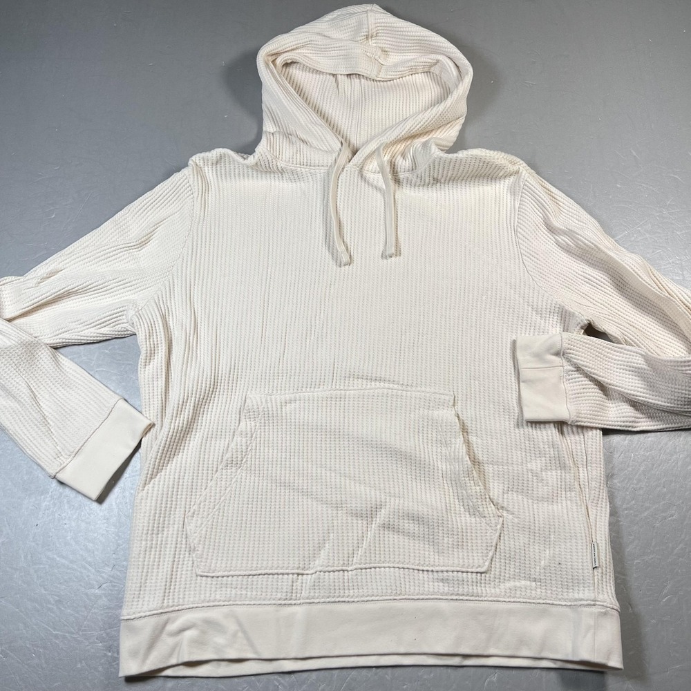 American Eagle Hoodie Sweatshirt Mens Medium White Waffle Knit Pullover